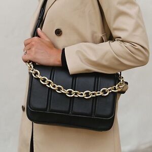 Vince Camuto Black Bag with Gold Chain